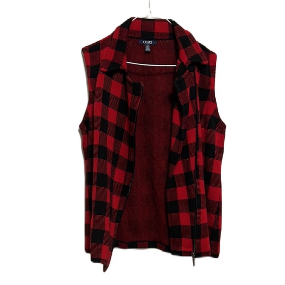 CHAPS Zip Up Sweater Vest, Red and Black, Size Large - Picture 3 of 5